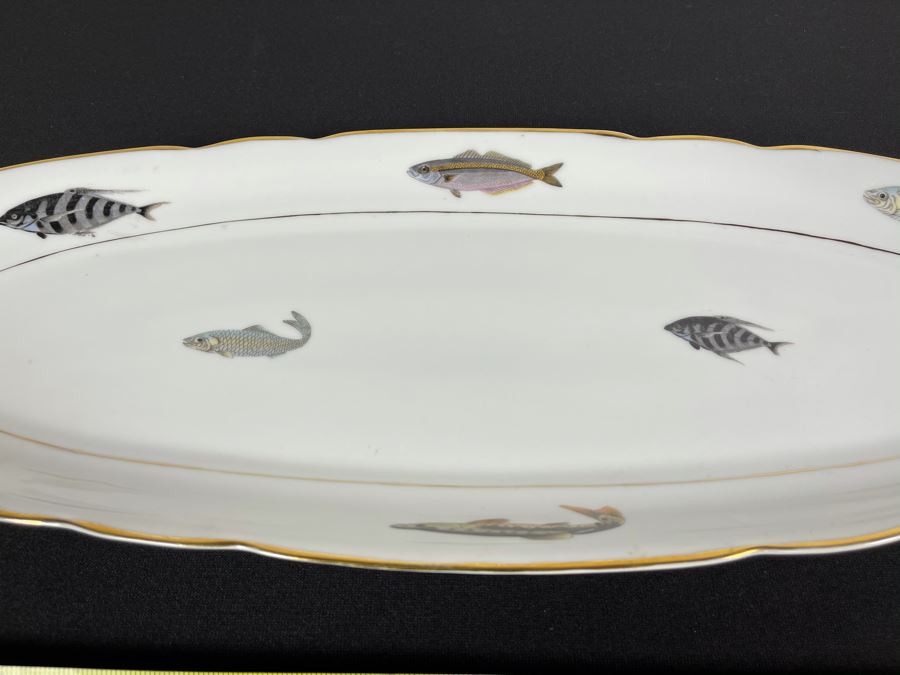 Porcelain Fish Platter Oval Plate 25 X 9 [Photo 4]
