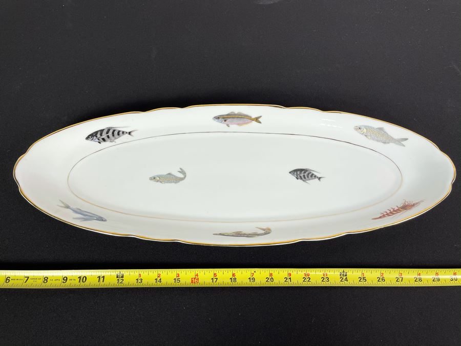 Porcelain Fish Platter Oval Plate 25 X 9 [Photo 3]