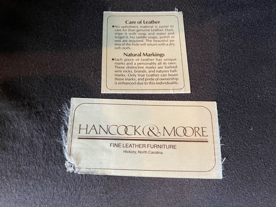 Hancock & Moore Finest Leather Sofa With Brass Nailheads - Comes With Matching Leather Ottoman 82W X 36D X 31H [Photo 9]