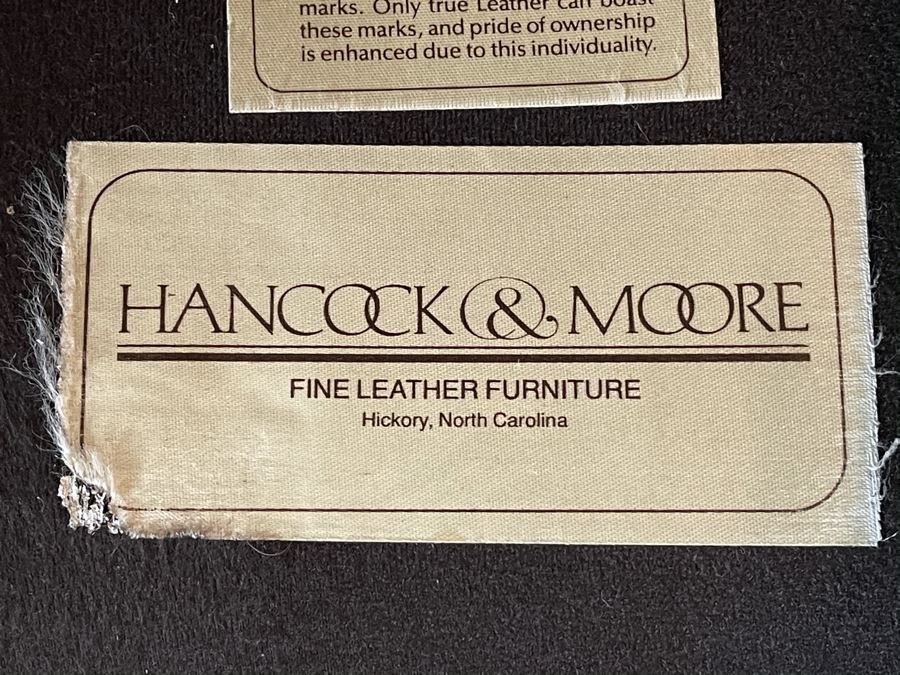 Hancock & Moore Finest Leather Sofa With Brass Nailheads - Comes With Matching Leather Ottoman 82W X 36D X 31H [Photo 8]