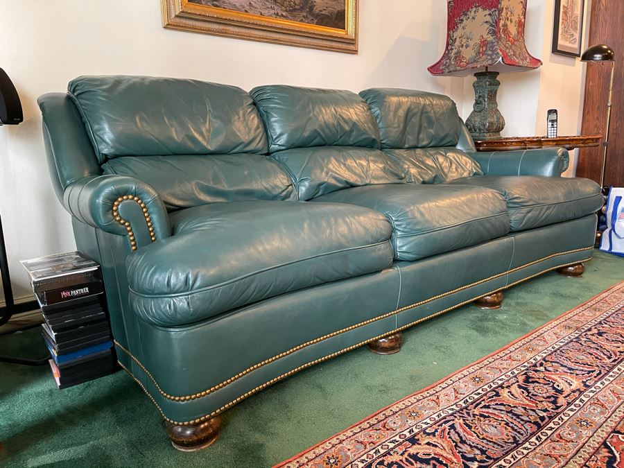 Hancock & Moore Finest Leather Sofa With Brass Nailheads Comes With