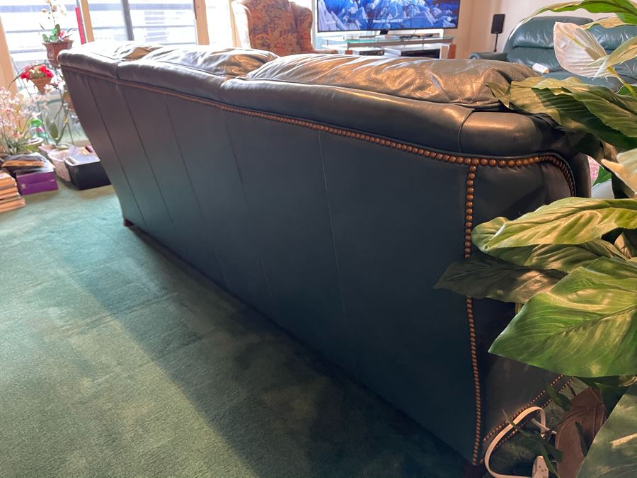 Hancock & Moore Finest Leather Sofa With Brass Nailheads - Comes With Matching Leather Ottoman 82W X 36D X 31H [Photo 13]