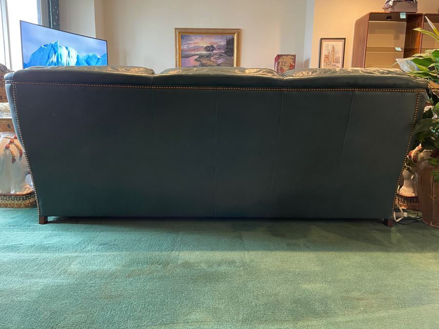 Hancock & Moore Finest Leather Sofa With Brass Nailheads - Comes With Matching Leather Ottoman 82W X 36D X 31H [Photo 12]