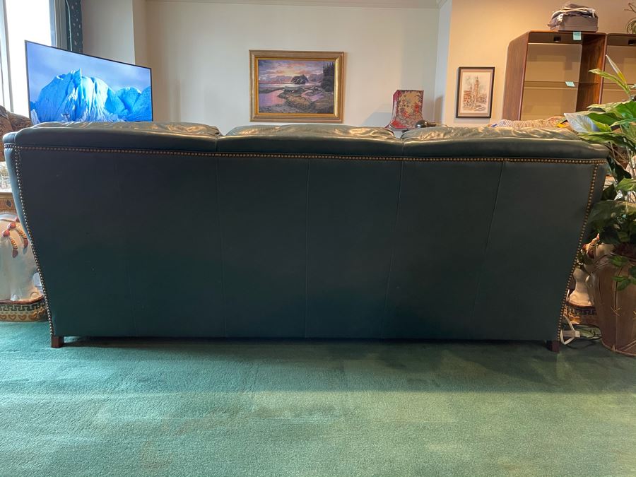 Hancock & Moore Finest Leather Sofa With Brass Nailheads - Comes With Matching Leather Ottoman 82W X 36D X 31H [Photo 11]