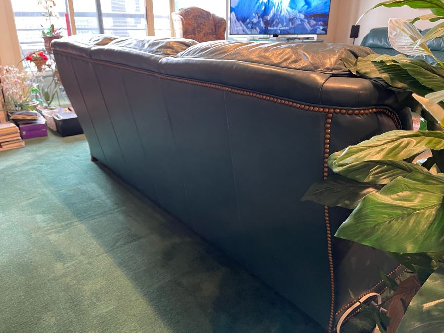 Hancock & Moore Finest Leather Sofa With Brass Nailheads - Comes With Matching Leather Ottoman 82W X 36D X 31H [Photo 14]