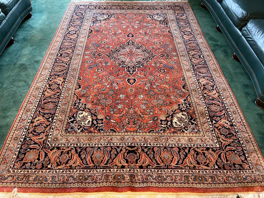 Vintage Hand Knotted Wool Persian Area Rug Apx 200 Knots Per Sq In - 71'W X 110'L