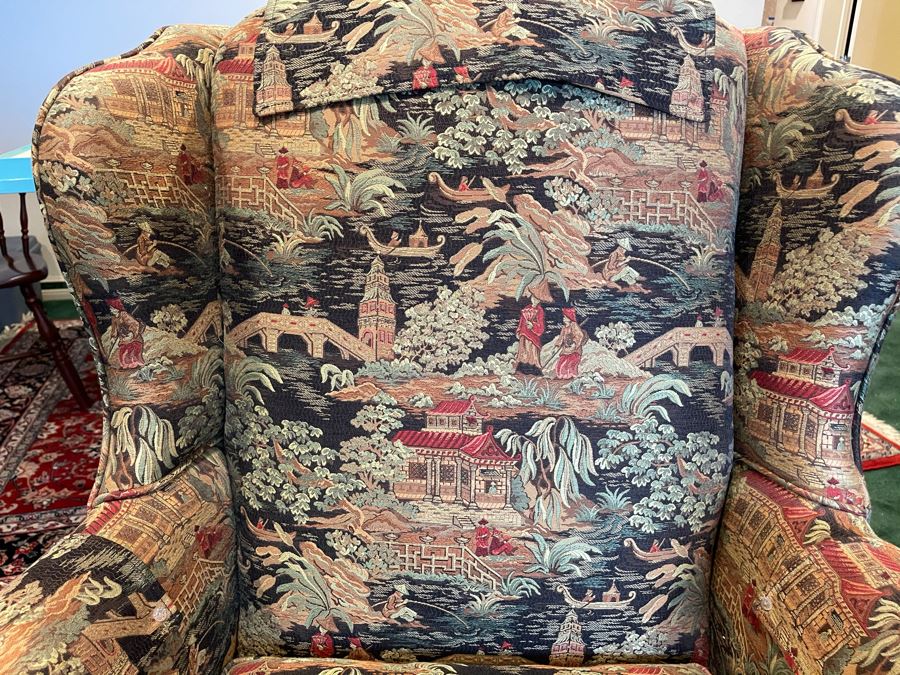 Pair Of Vintage Newly Reupholstered Wing Back Queen Anne Chairs 30W X 24D X 40H [Photo 8]