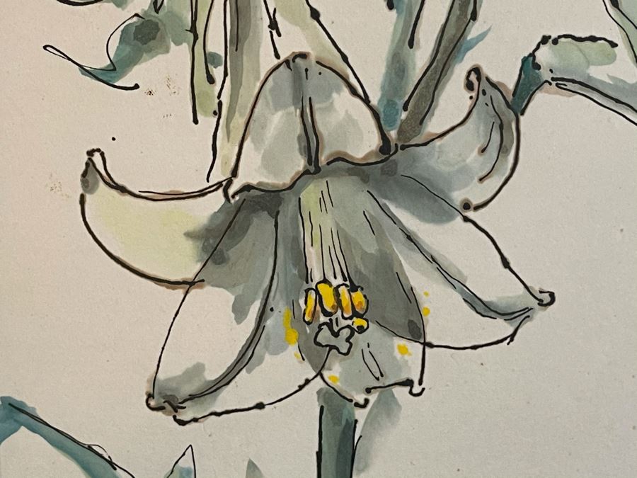 Original Signed Vintage 1968 Mid-Century Asian Floral Painting Framed 9 X 10 [Photo 5]