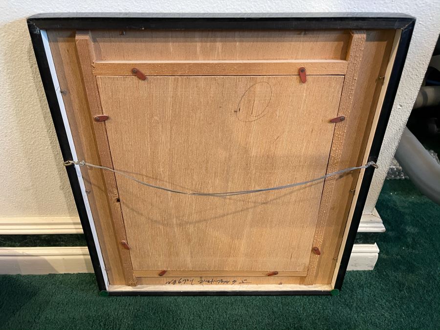 Original Signed Vintage 1968 Mid-Century Asian Floral Painting Framed 9 X 10 [Photo 8]