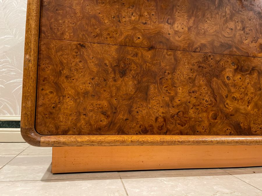 Rare Lou Hodges For California Design Group Oak Credenza With Burled Walnut Front, Chrome Hardware And Copper Base 84W X 18D X 23H (Client Purchased Lou Hodges Personal Home) [Photo 16]