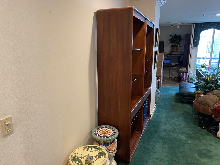 Lou Hodges For California Design Group Stained Oak 2-Piece Bookcase Wall Unit Cabinet 62W X 18D X 77H [Photo 9]