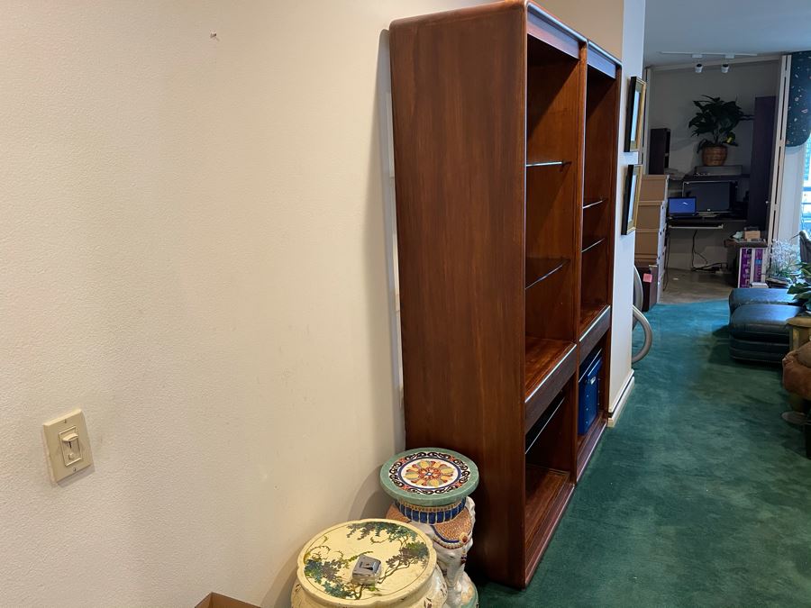 Lou Hodges For California Design Group Stained Oak 2-Piece Bookcase Wall Unit Cabinet 62W X 18D X 77H [Photo 8]