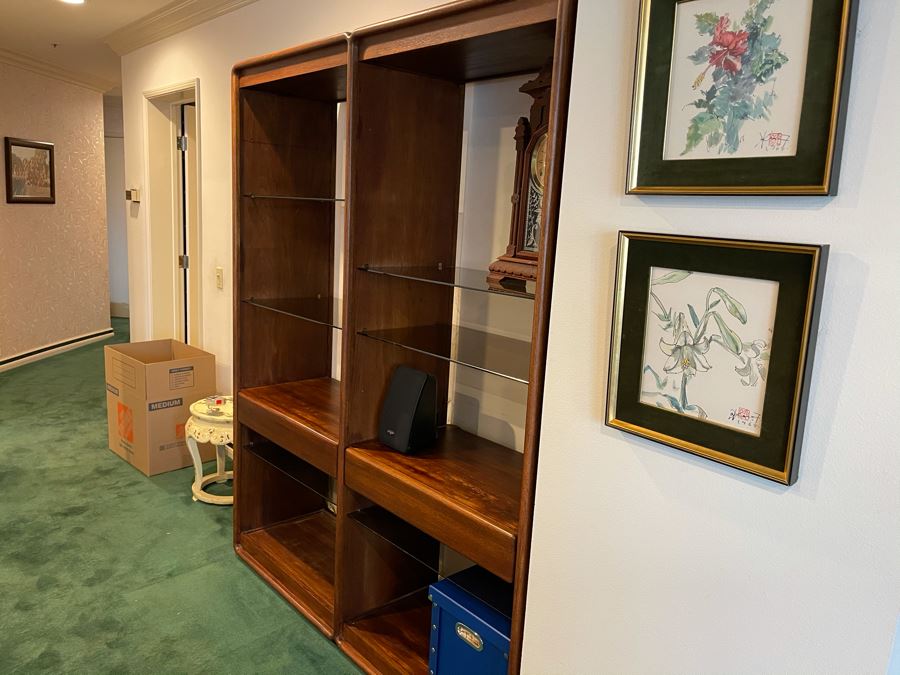 Lou Hodges For California Design Group Stained Oak 2-Piece Bookcase Wall Unit Cabinet 62W X 18D X 77H [Photo 12]