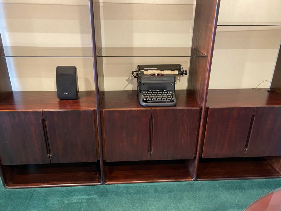 Lou Hodges For California Design Group Vintage 1977 Stained Oak 3-Piece Bookcase Wall Unit Cabinet 94W X 18D X 77H [Photo 9]