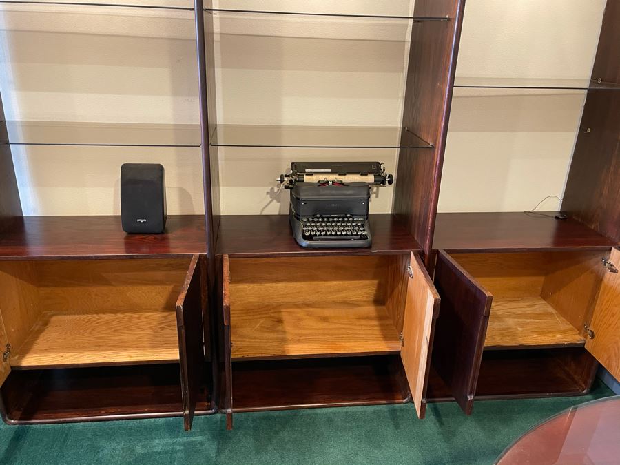 Lou Hodges For California Design Group Vintage 1977 Stained Oak 3-Piece Bookcase Wall Unit Cabinet 94W X 18D X 77H [Photo 10]