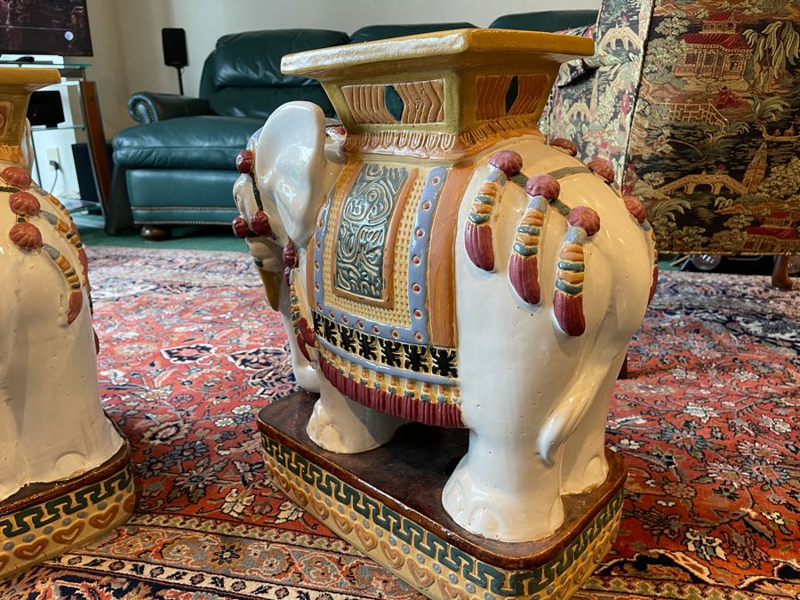 Pair Of Vintage Elephant Garden Stools 20W X 9D X 23H [Photo 9]