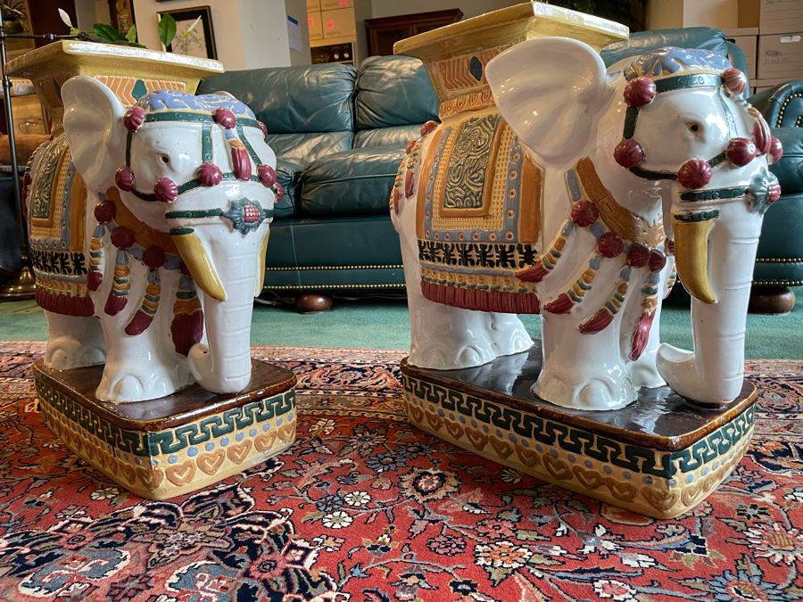 Pair Of Vintage Elephant Garden Stools 20W X 9D X 23H [Photo 4]