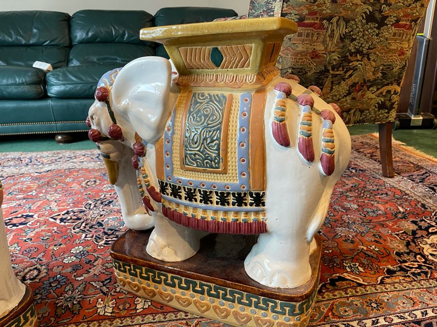 Pair Of Vintage Elephant Garden Stools 20W X 9D X 23H [Photo 8]