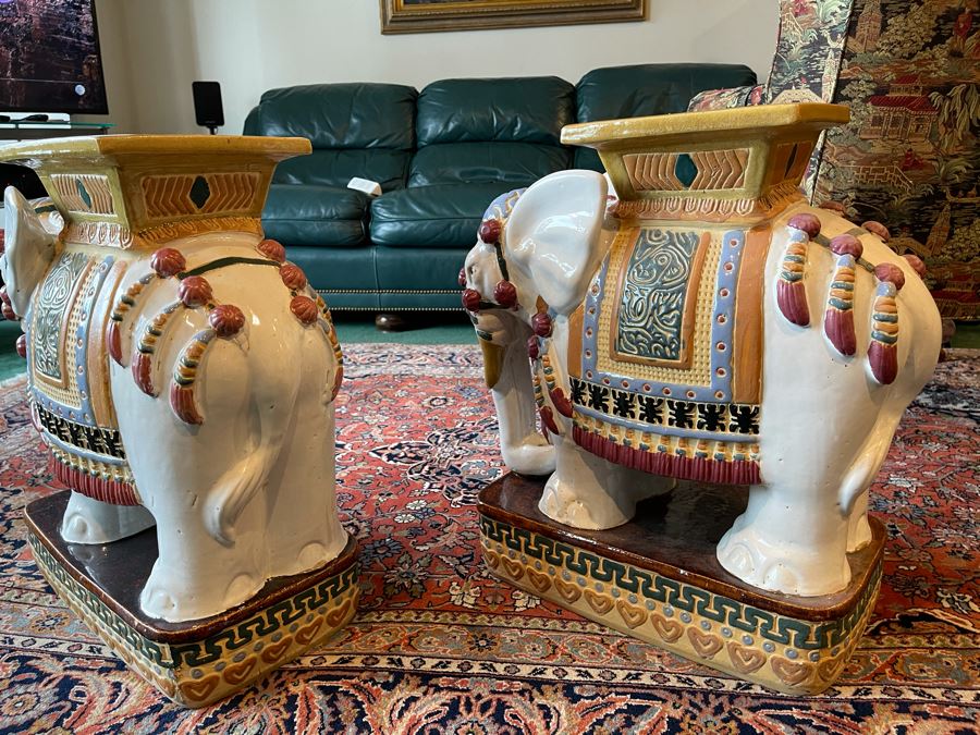 Pair Of Vintage Elephant Garden Stools 20W X 9D X 23H [Photo 7]
