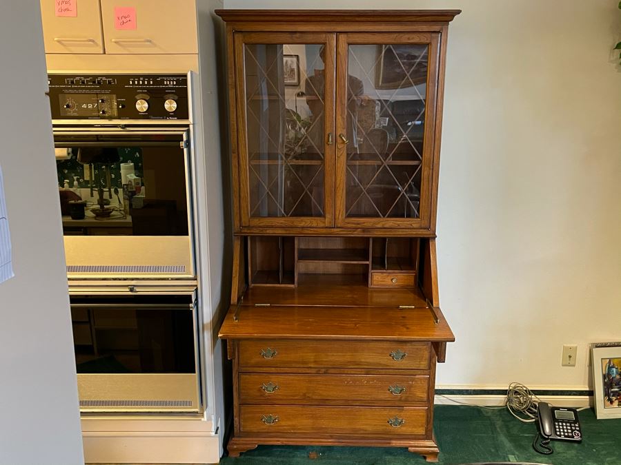 Vintage Wooden Secretary Desk 36W X 19D X 77H [Photo 2]