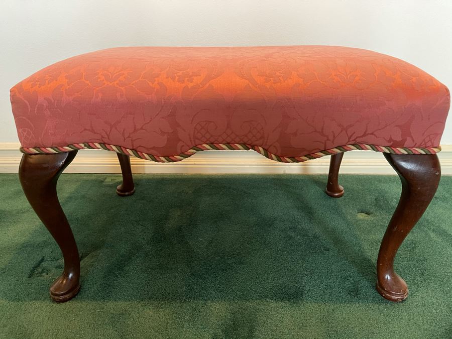 Vintage Queen Anne Upholstered Stool 26W X 18D X 16H [Photo 2]