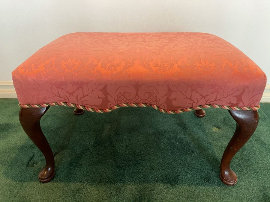 Vintage Queen Anne Upholstered Stool 26W X 18D X 16H [Photo 1]