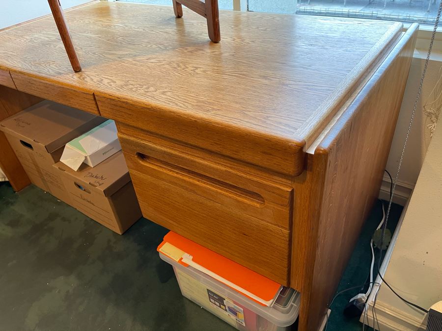 Lou Hodges For California Design Group Stained Oak Desk With Lou Hodges Desk Chair 66W X 32D X 29H [Photo 17]