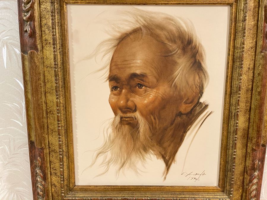 Original Chotai Yonaha (1933-2008) Japanese Painting (Okinawa, Japan) Nicely Framed Vintage 1974 20 X 24 [Photo 3]