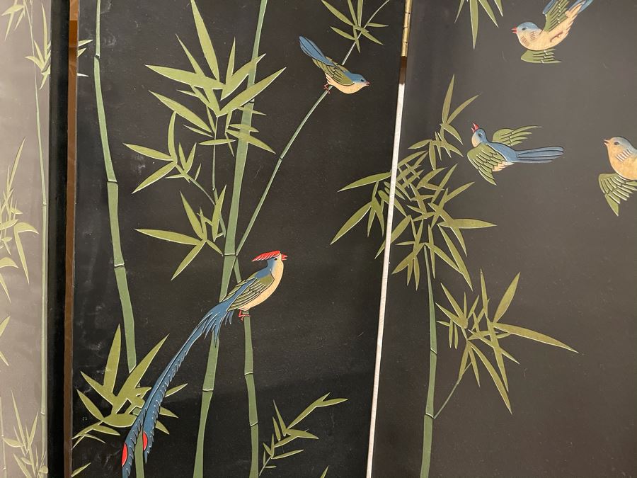 Vintage Japanese 4-Panel Double Sided Screen With Lower Display Base And Metal Birds For Supporting Screens [Photo 16]