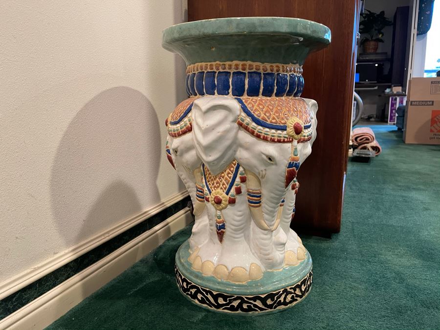 Elephant Side Table Garden Stool 13R X 20.5H