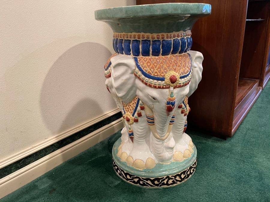 Elephant Side Table Garden Stool 13R X 20.5H