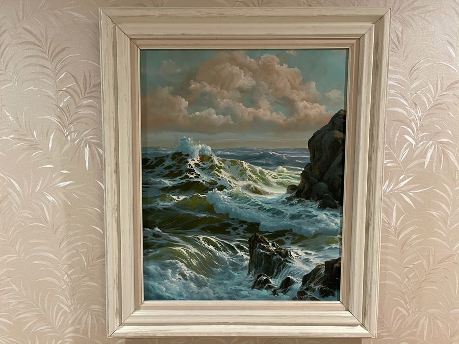 Original Jim Lewis Ocean Seascape Painting Framed 24 X 30 [Photo 2]