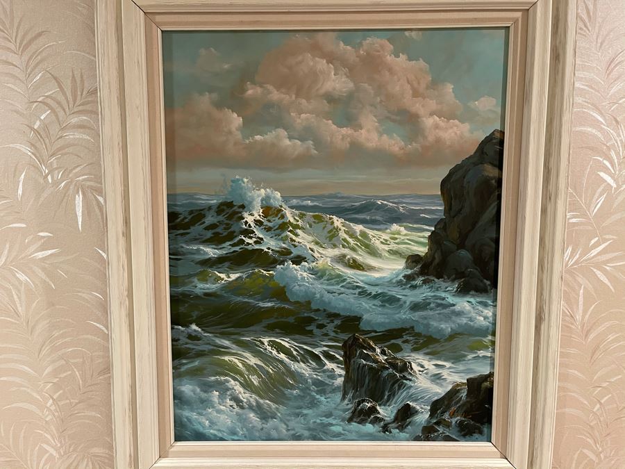 Original Jim Lewis Ocean Seascape Painting Framed 24 X 30 [Photo 1]