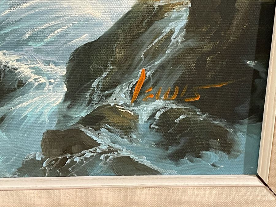 Original Jim Lewis Ocean Seascape Painting Framed 24 X 30 [Photo 7]