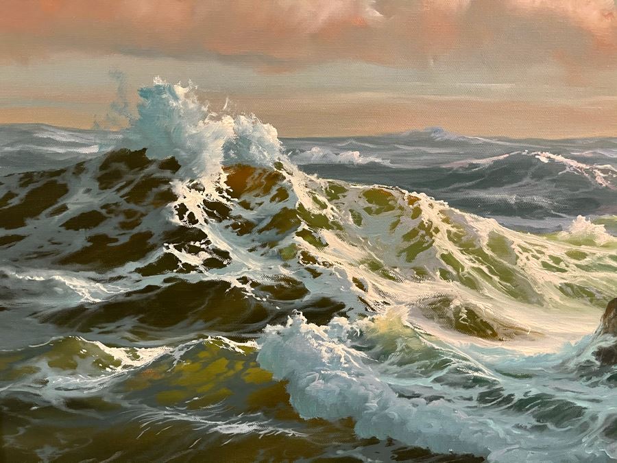 Original Jim Lewis Ocean Seascape Painting Framed 24 X 30 [Photo 9]