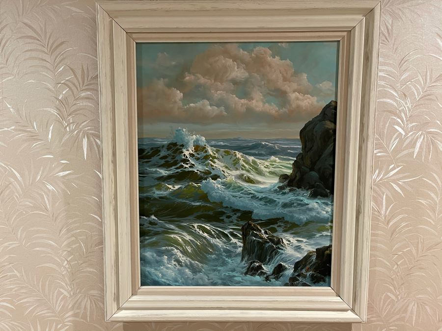 Original Jim Lewis Ocean Seascape Painting Framed 24 X 30 [Photo 3]