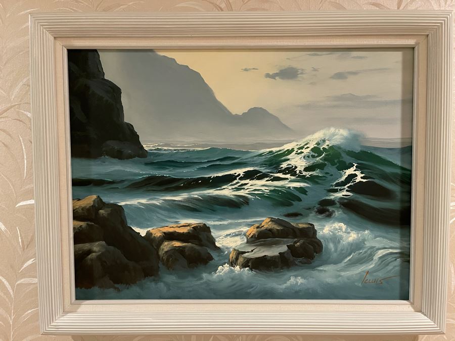 Original Jim Lewis Ocean Seascape Painting Framed  24 X 18 [Photo 2]