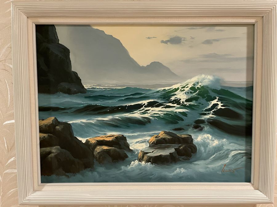Original Jim Lewis Ocean Seascape Painting Framed  24 X 18 [Photo 1]