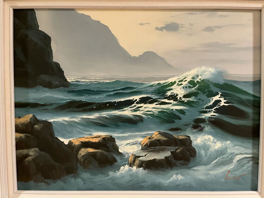 Original Jim Lewis Ocean Seascape Painting Framed  24 X 18 [Photo 3]