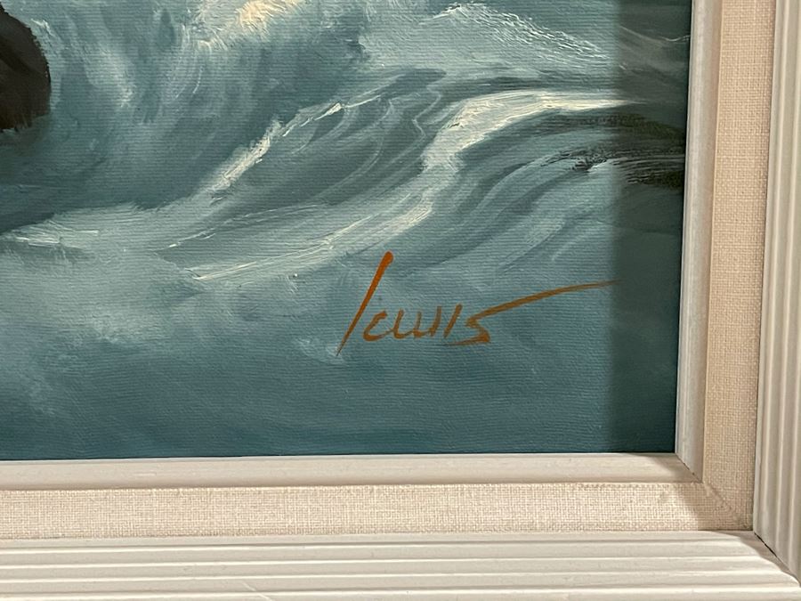 Original Jim Lewis Ocean Seascape Painting Framed  24 X 18 [Photo 5]