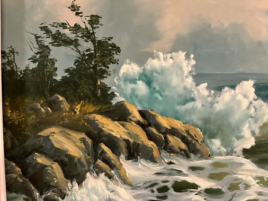 Original Unsigned Ocean Seascape Painting Framed 24 X 18 [Photo 4]