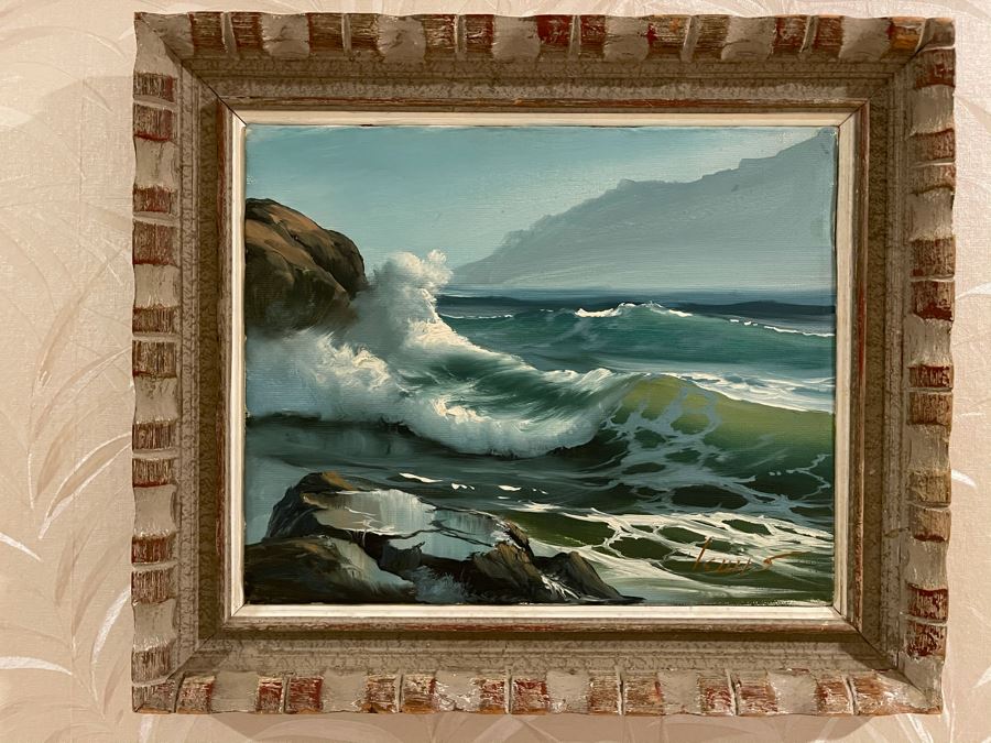 Original Jim Lewis Ocean Seascape Painting Framed 10 X 8 [Photo 2]