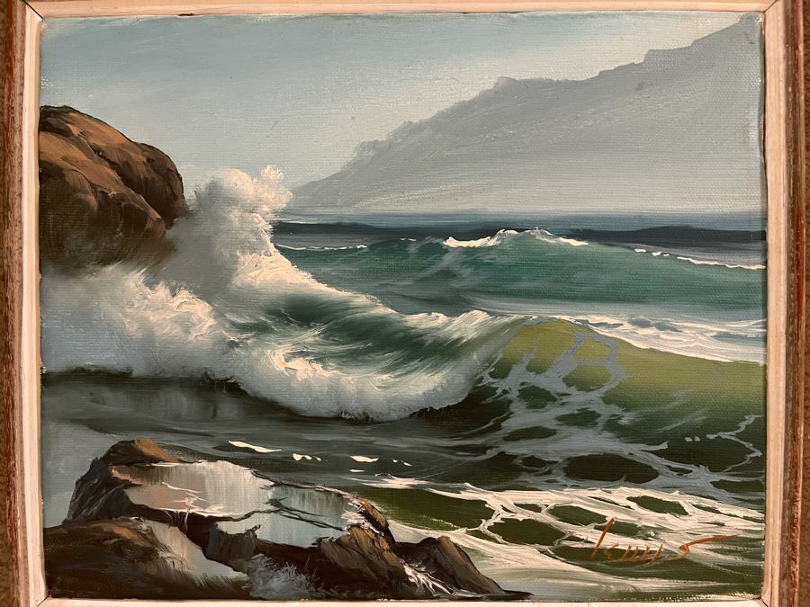 Original Jim Lewis Ocean Seascape Painting Framed 10 X 8 [Photo 6]