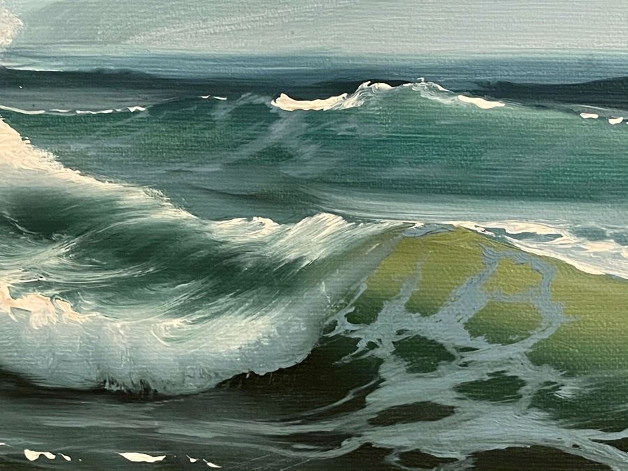 Original Jim Lewis Ocean Seascape Painting Framed 10 X 8 [Photo 5]