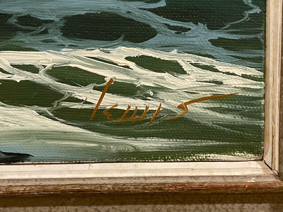 Original Jim Lewis Ocean Seascape Painting Framed 10 X 8 [Photo 4]