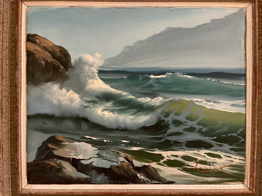 Original Jim Lewis Ocean Seascape Painting Framed 10 X 8 [Photo 3]