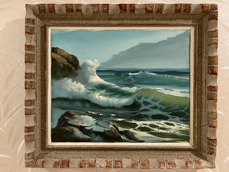 Original Jim Lewis Ocean Seascape Painting Framed 10 X 8 [Photo 1]