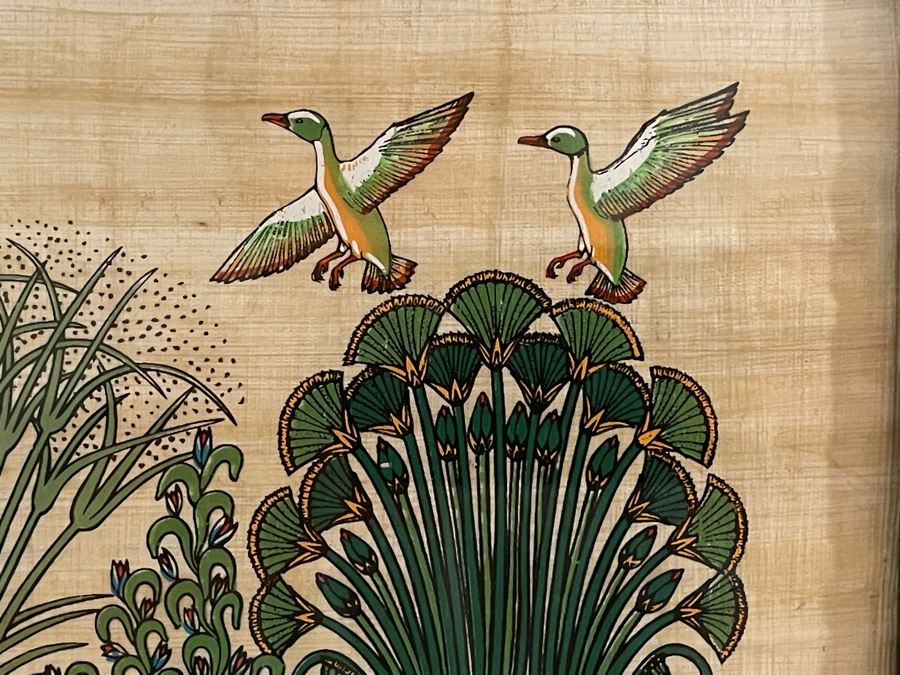 Framed Original Jin Mourad Egyptian Artwork On Papyrus In Gilded Frame 9.5 X 7.5 [Photo 6]