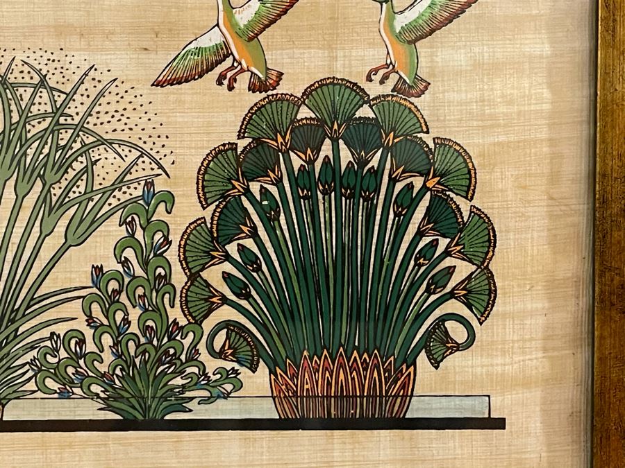 Framed Original Jin Mourad Egyptian Artwork On Papyrus In Gilded Frame 9.5 X 7.5 [Photo 7]