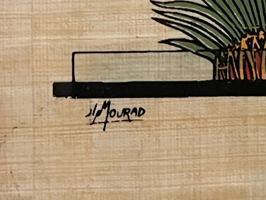 Framed Original Jin Mourad Egyptian Artwork On Papyrus In Gilded Frame 9.5 X 7.5 [Photo 9]